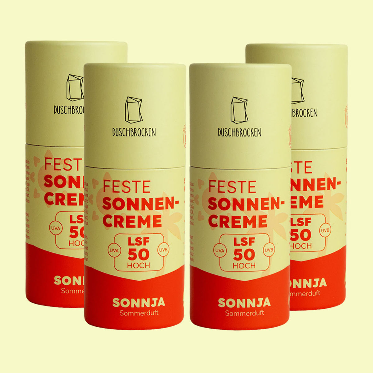 Feste Sonnencreme Sonnja LSF 50 von Duschbrocken im 4er-Pack