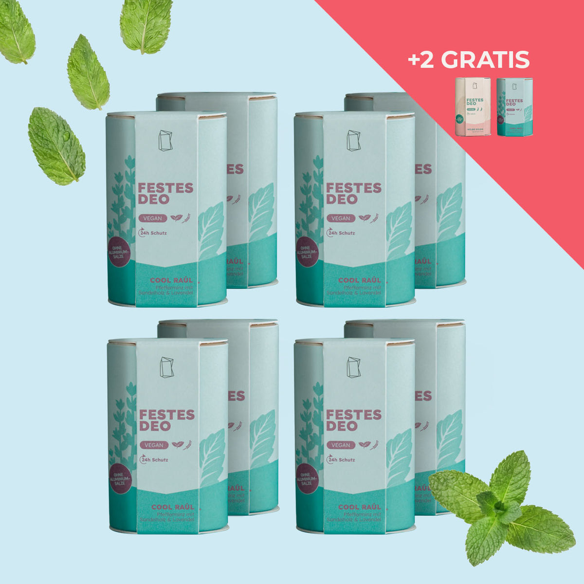 Cool Raul, Festes Deo Vorratsset. 8x festes Deo + 2 Gratis Deo