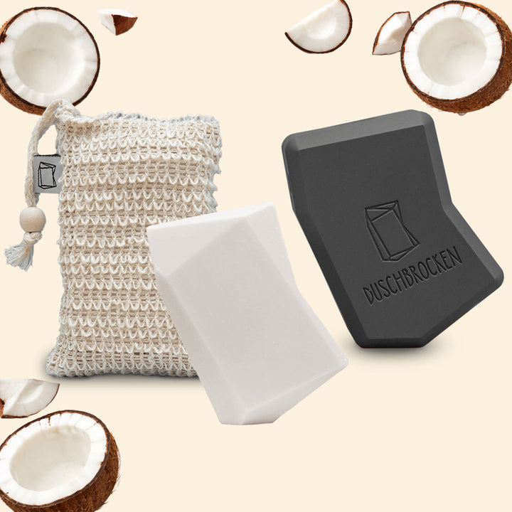 Duschbrocken Starter-Set: 1 Sisalsäckchen, 1 FAIRpackung, 1 Duschbrocken Carlos Cocos