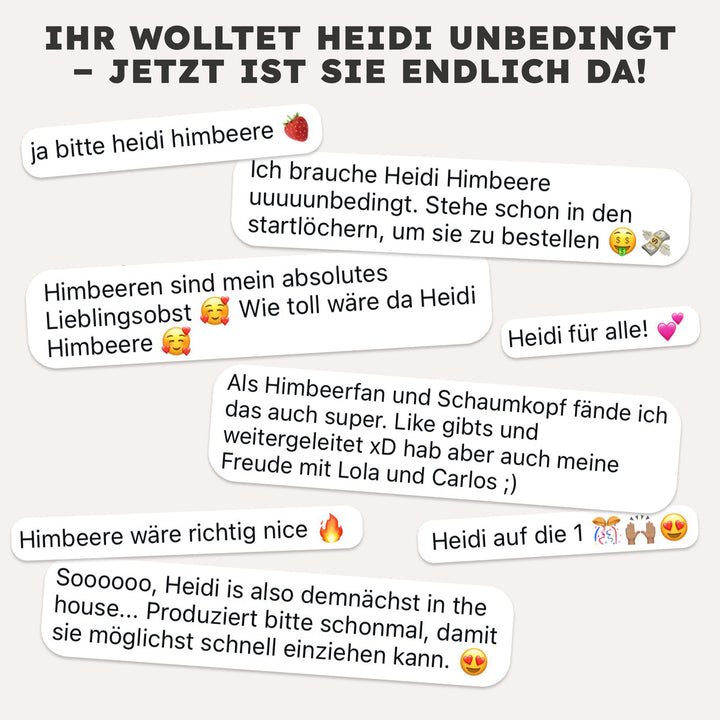 Social-Media-Kommentare zur Markteinführung des Heidi Himbeere Duschbrockens