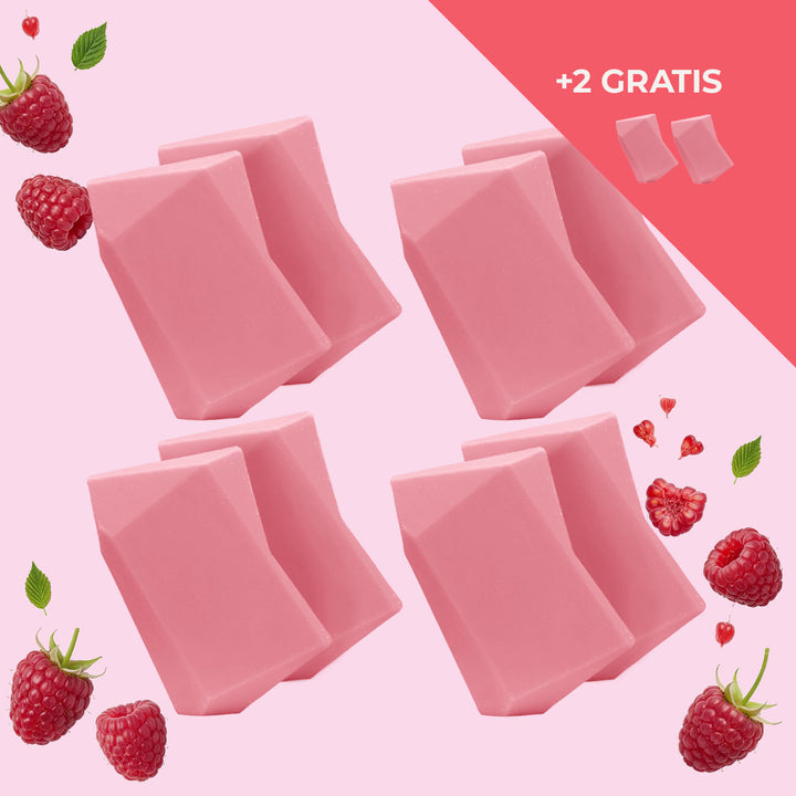 Vorratsset mit mehreren pinken Heidi Himbeere Duschbrocken und Aktion +2 gratis