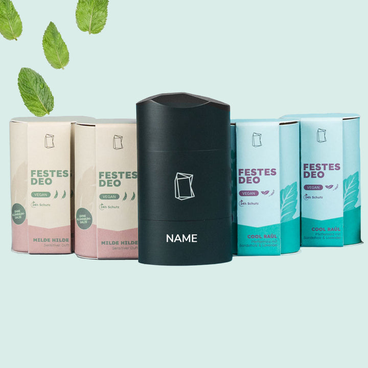 Festes Deo im Set mit Refill Verpackung