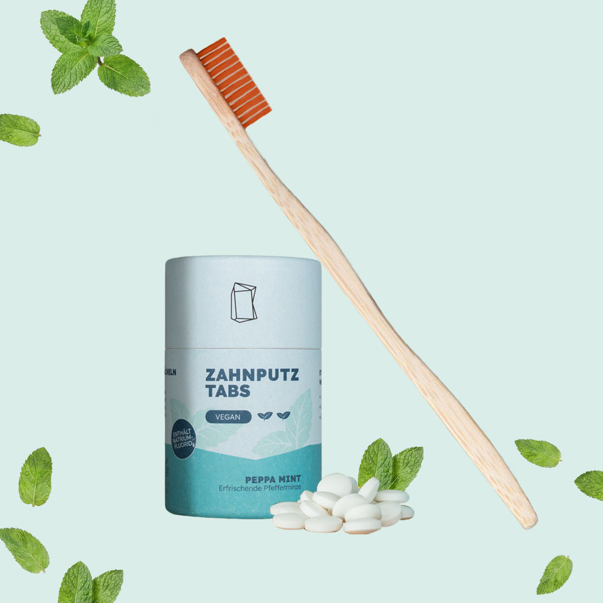 Zahnputztabs mit Bambuszahnbürste